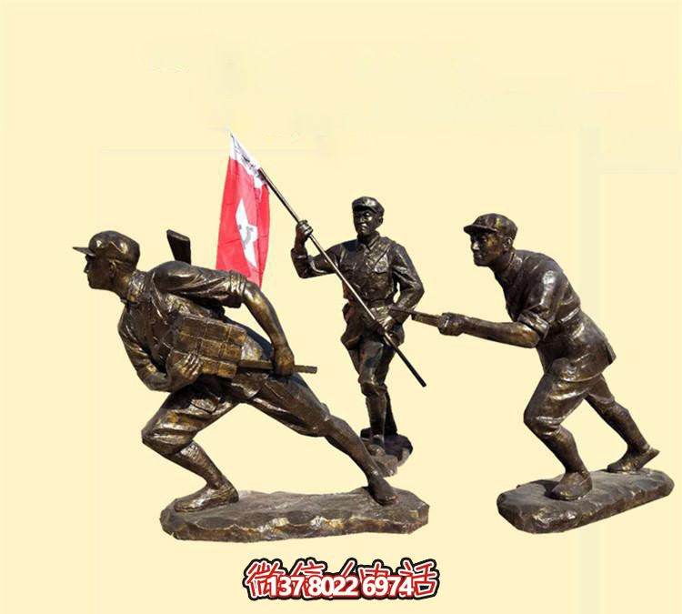 玻璃鋼八路軍雕塑，創(chuàng)意奔跑廣場(chǎng)裝飾