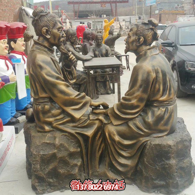 玻璃鋼仿銅戶(hù)外園林景觀(guān)把脈的中醫(yī)雕塑