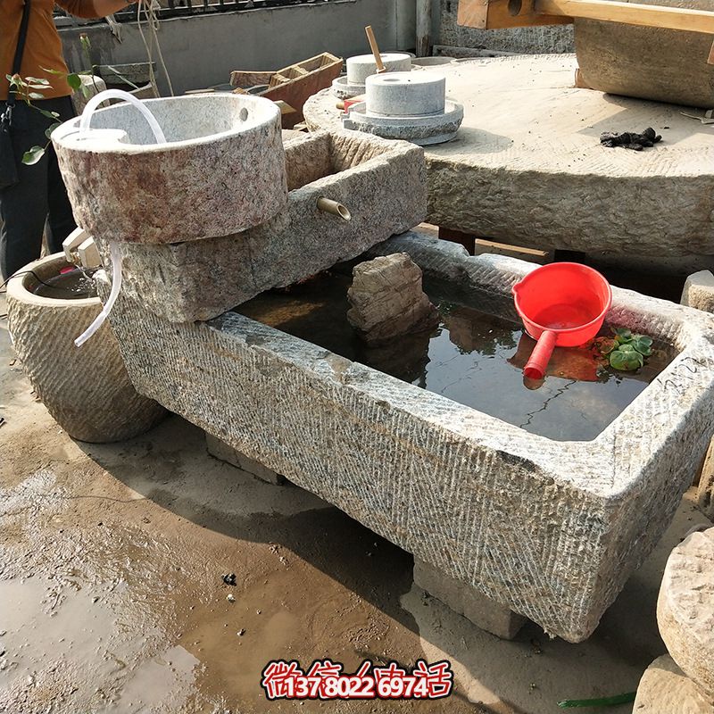 古建筑老石槽老石磨改裝創(chuàng)意流水魚缸流水景觀石雕 古建筑老石槽老石磨改裝創(chuàng)意流水魚缸流水景觀石雕