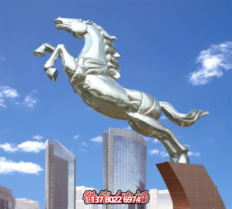 不銹鋼馬兒雕塑，鏡面騰空的馬兒雕塑，企業(yè)精神標(biāo)識標(biāo)志