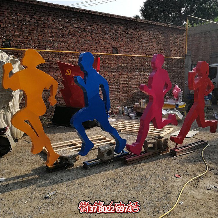 跑步，玻璃鋼剪影抽象人物運(yùn)動(dòng)雕塑