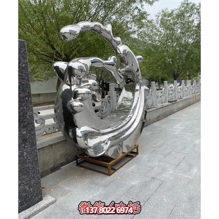 不銹鋼鏡面戶(hù)外園林景觀海浪浪花雕塑擺件