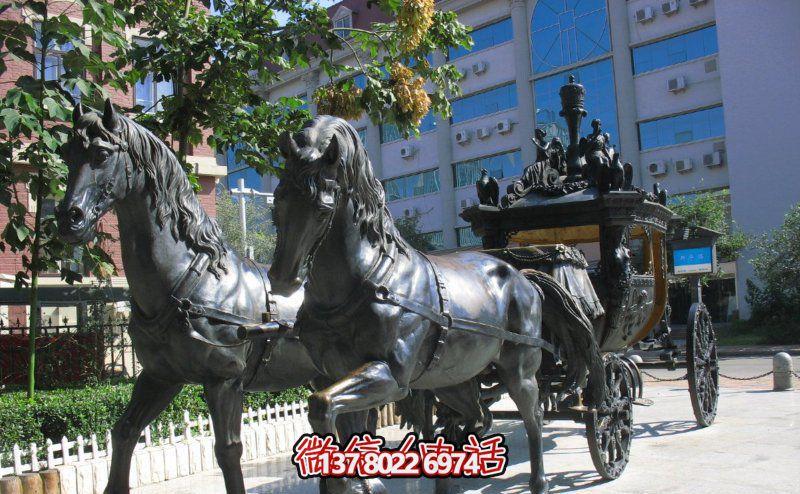 學(xué)校景區(qū)鑄造青銅馬車(chē)雕塑 學(xué)校景區(qū)鑄造青銅馬車(chē)雕塑