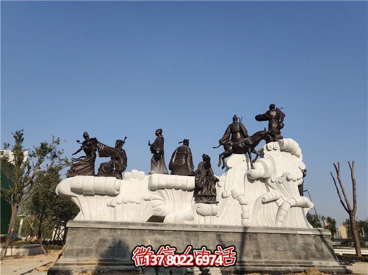 鑄銅石材質(zhì)八仙過(guò)海景觀(guān)雕塑-山東泰安八仙過(guò)海景觀(guān)雕塑工程